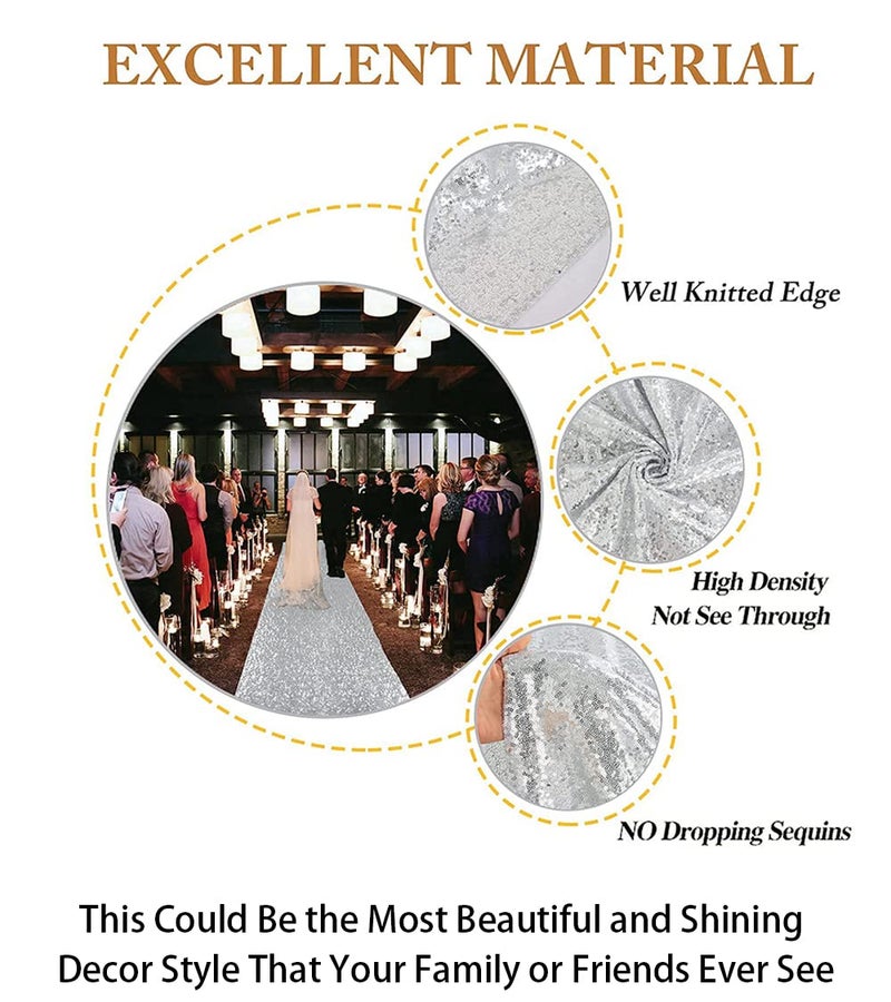 ShinyBeauty Aisle Runners for Weddings Silver 10FTX4FT Sparkle Runners for The Bride Carpet Runner Rugs Indoor Outdoor Ceremony Party - Image 3